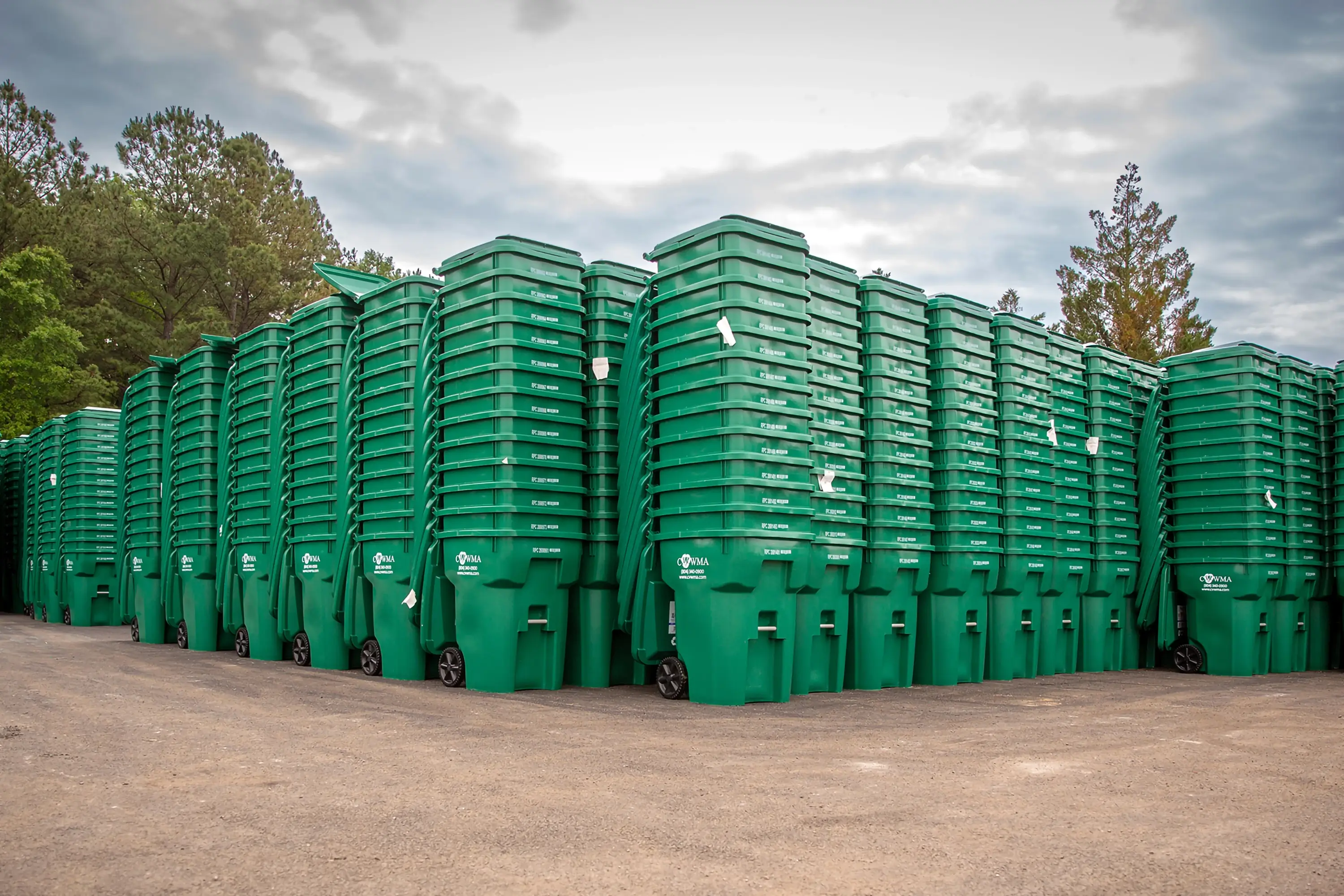 Stacks of recycling bins