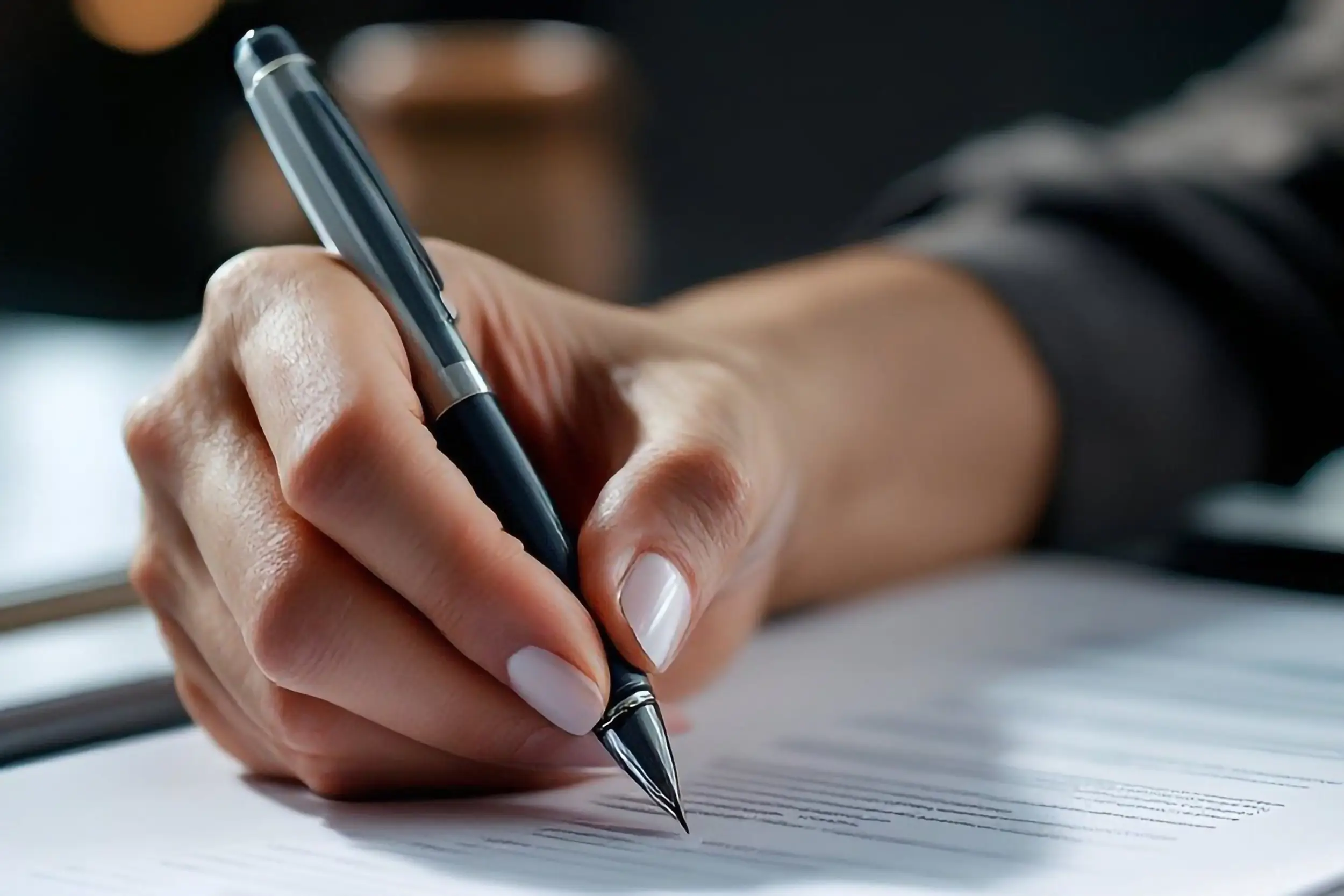 An ai-generated image of a hand holding a pen