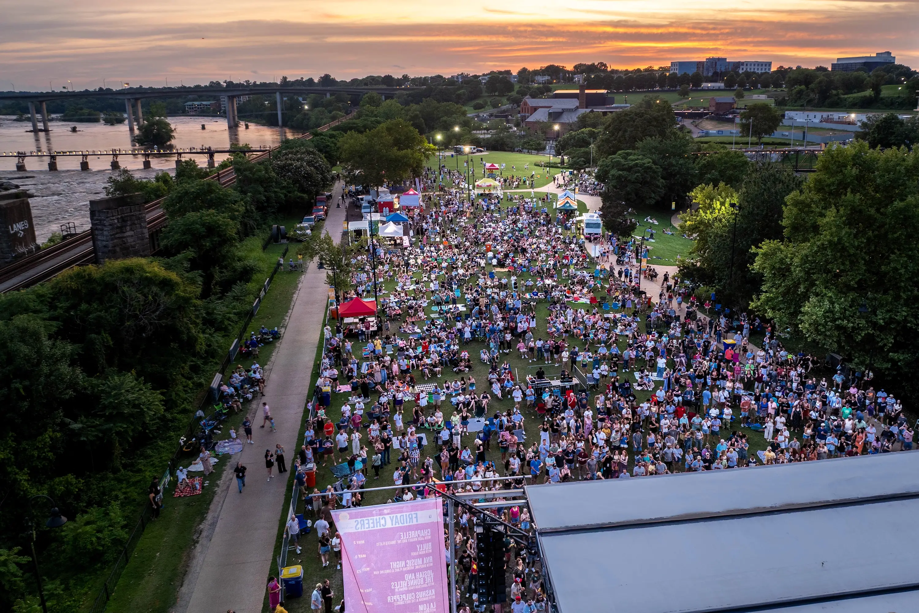 A crowd gathered for a concert at the Brown's Island