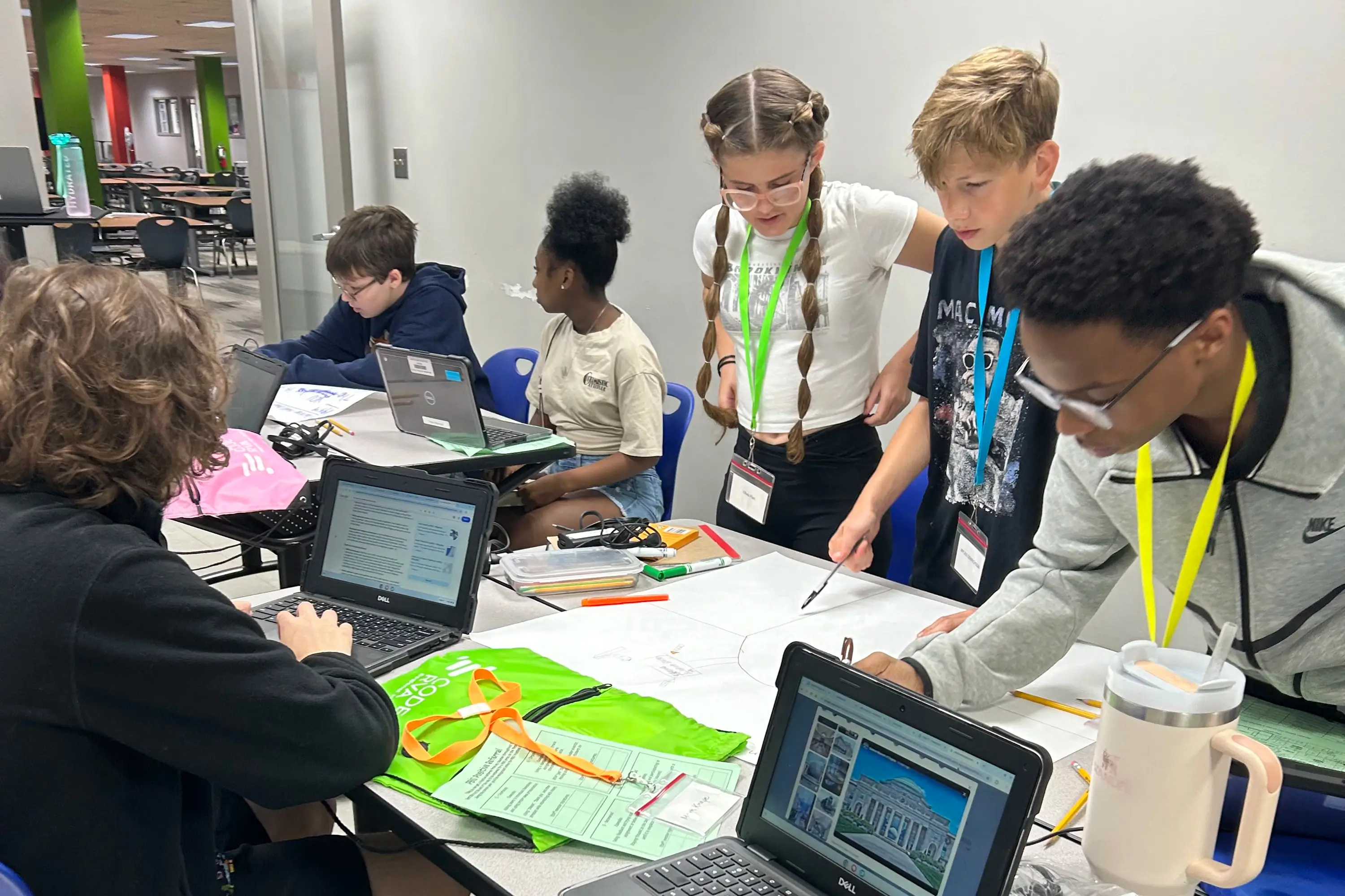 Students working together in the CodeRVA Regional High School