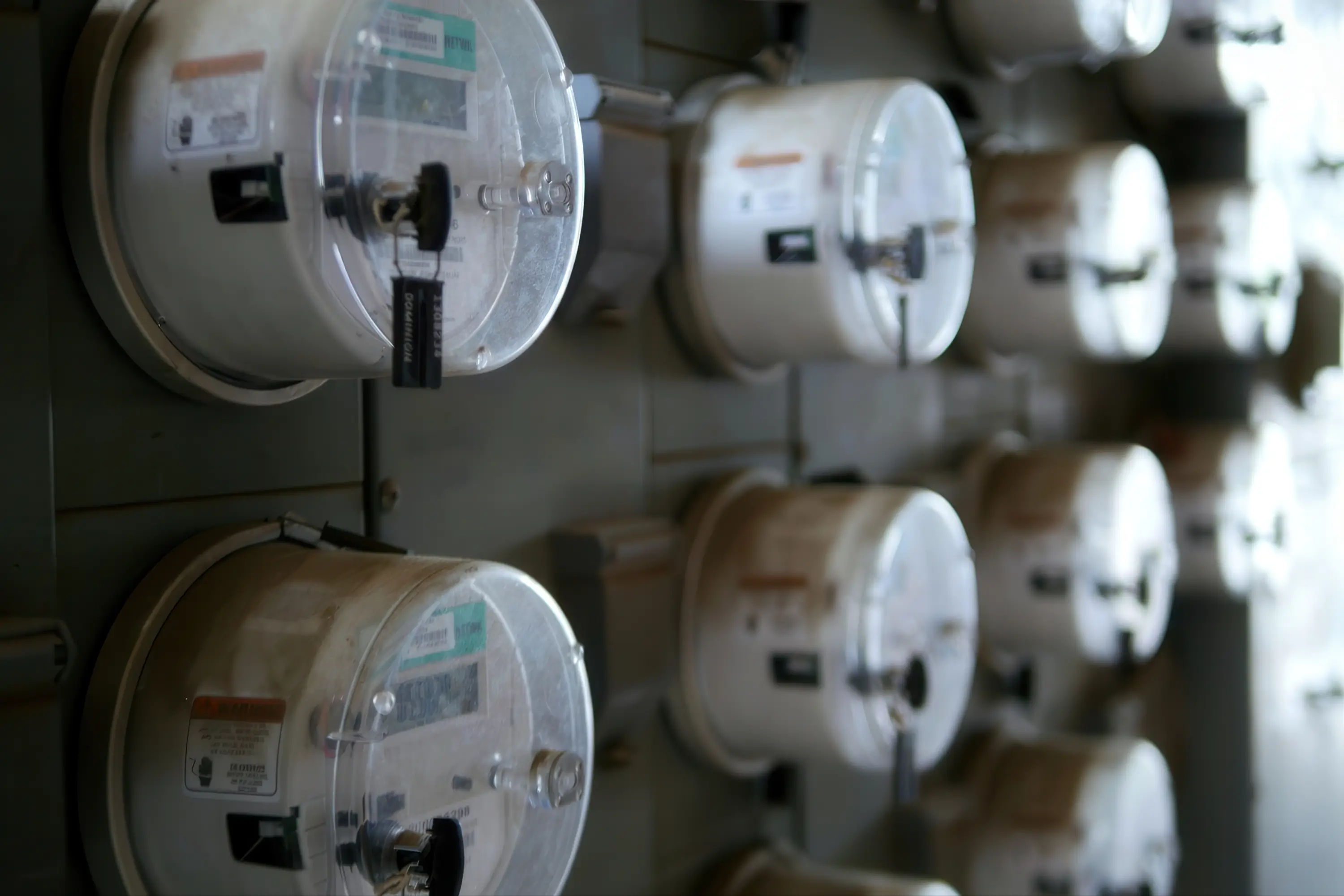 A group of electric meters.
