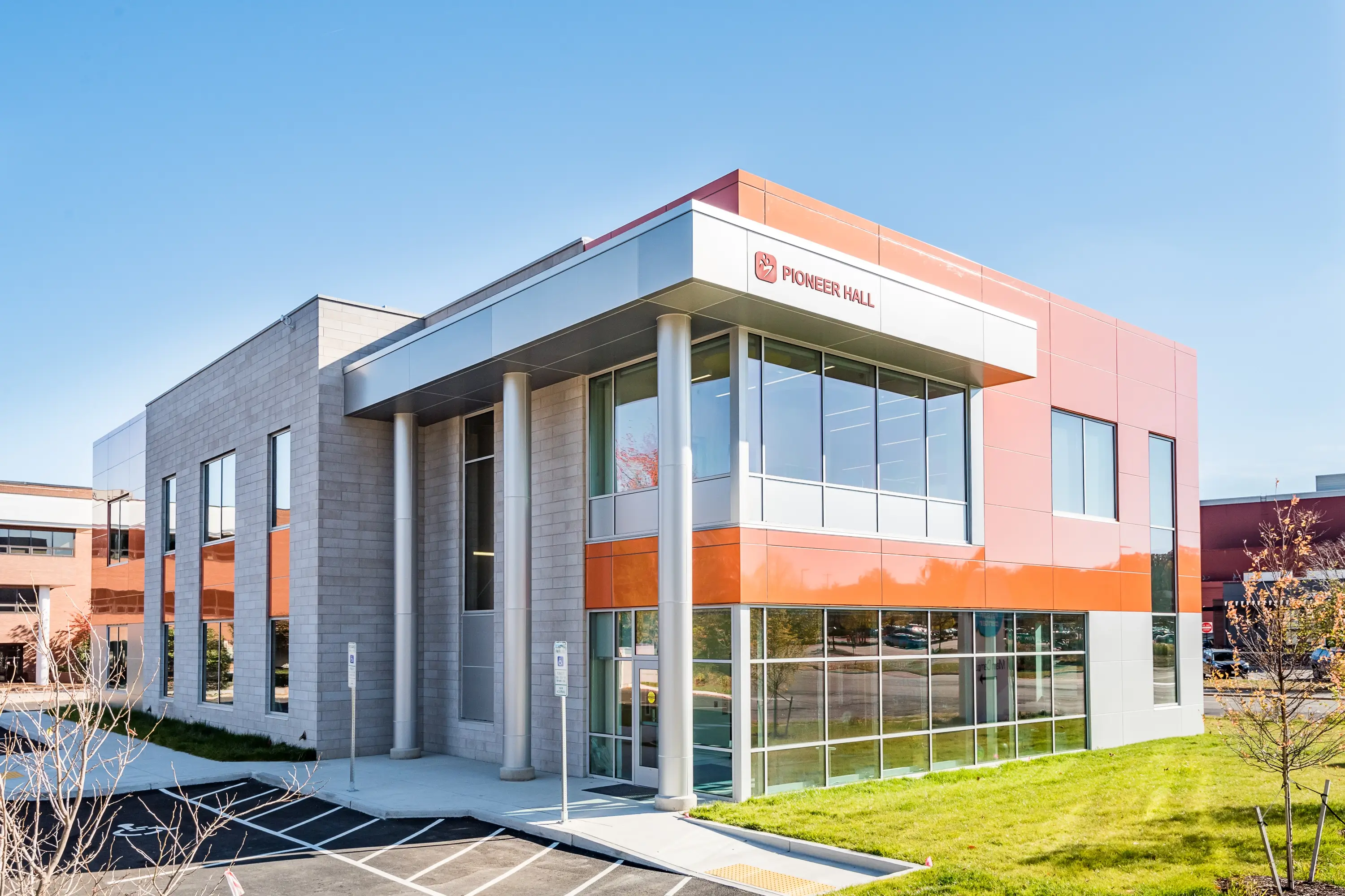An outside view of Pioneer Hall at the Faison Center