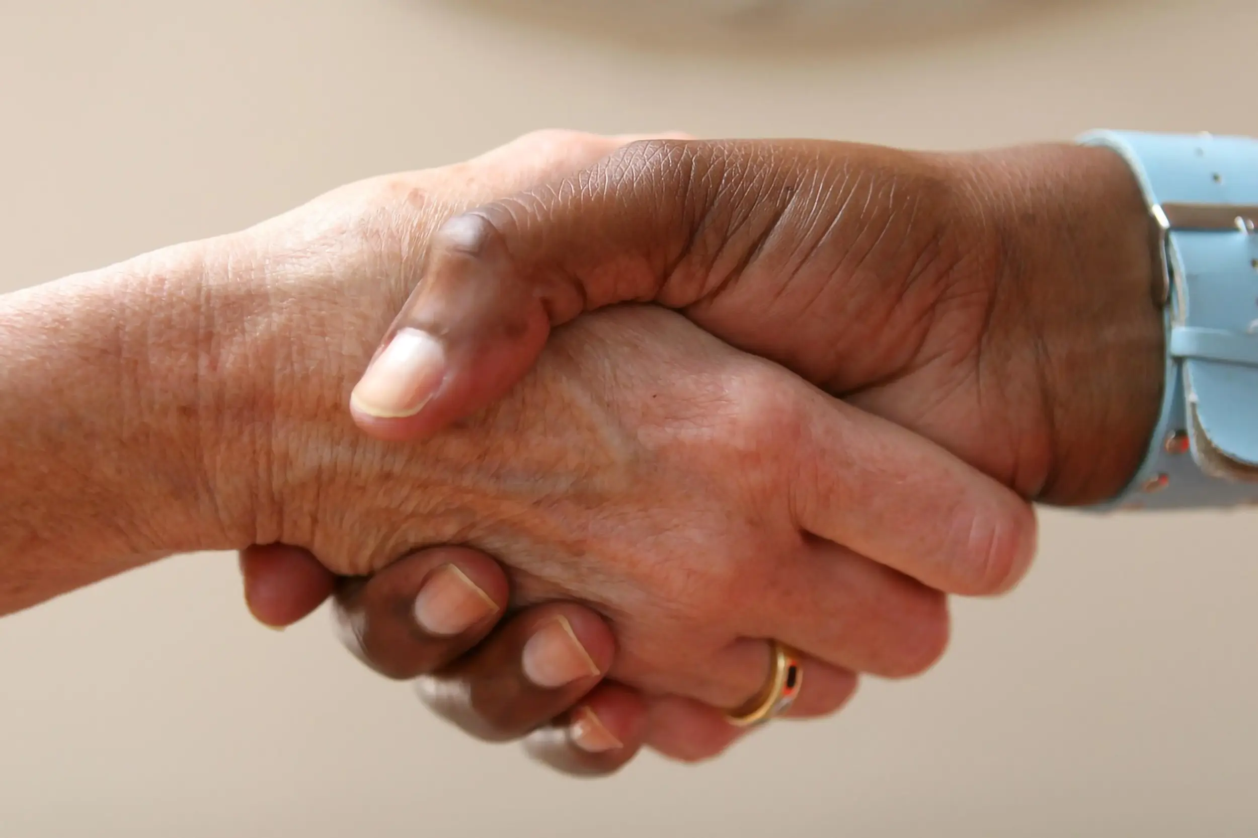 A stock photo of people shaking hands