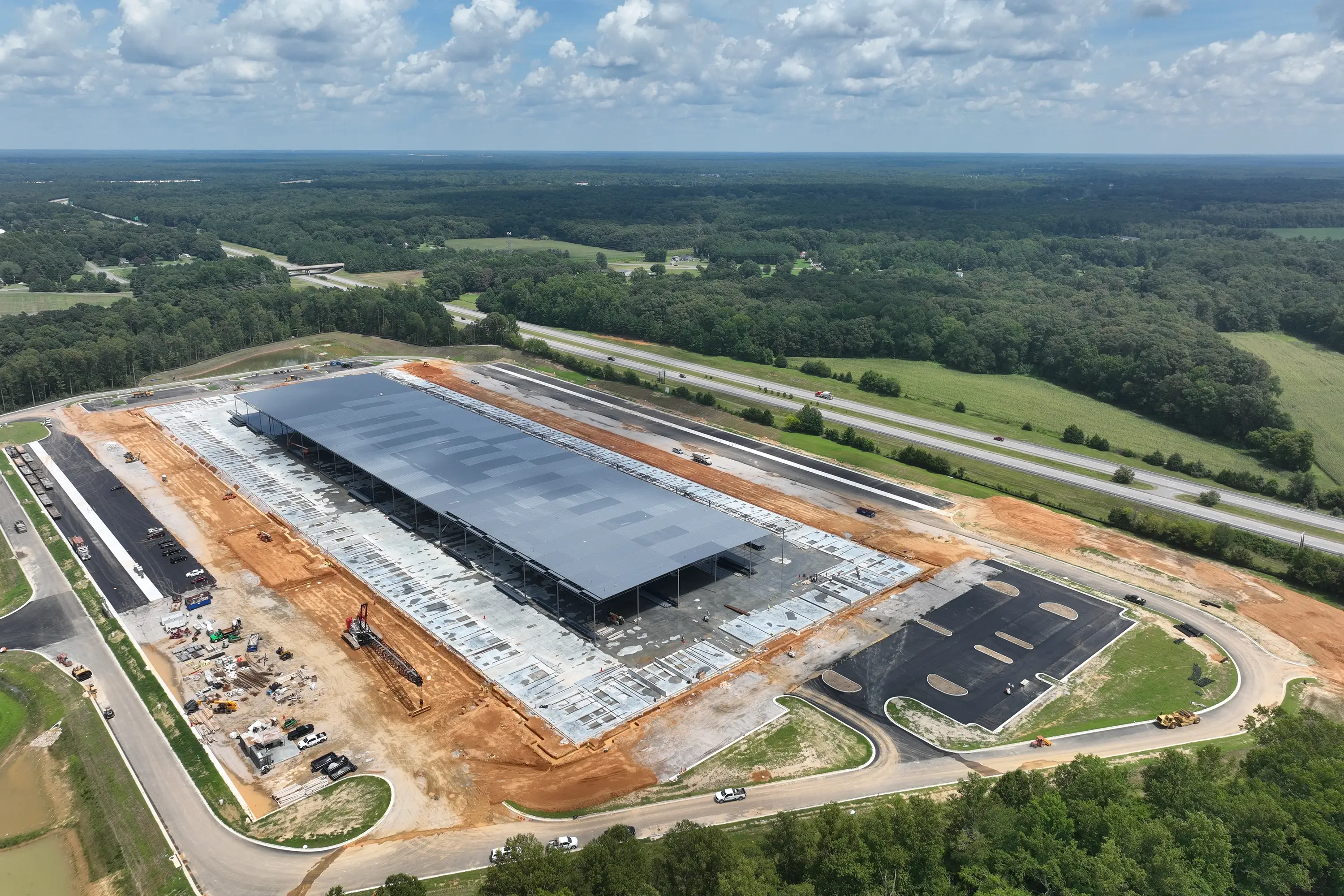 A drone shot of a property under construction