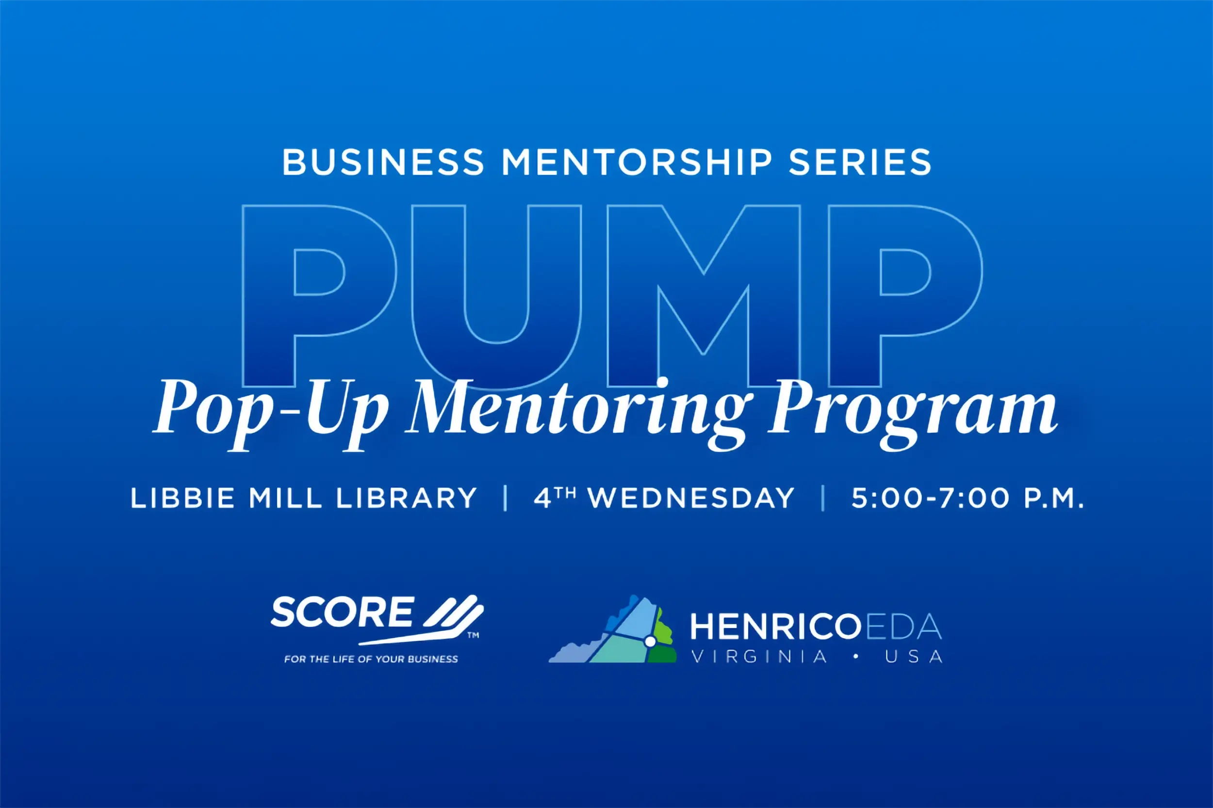 PUMP Pop-Up Mentoring Program event at Libbie Mill Library