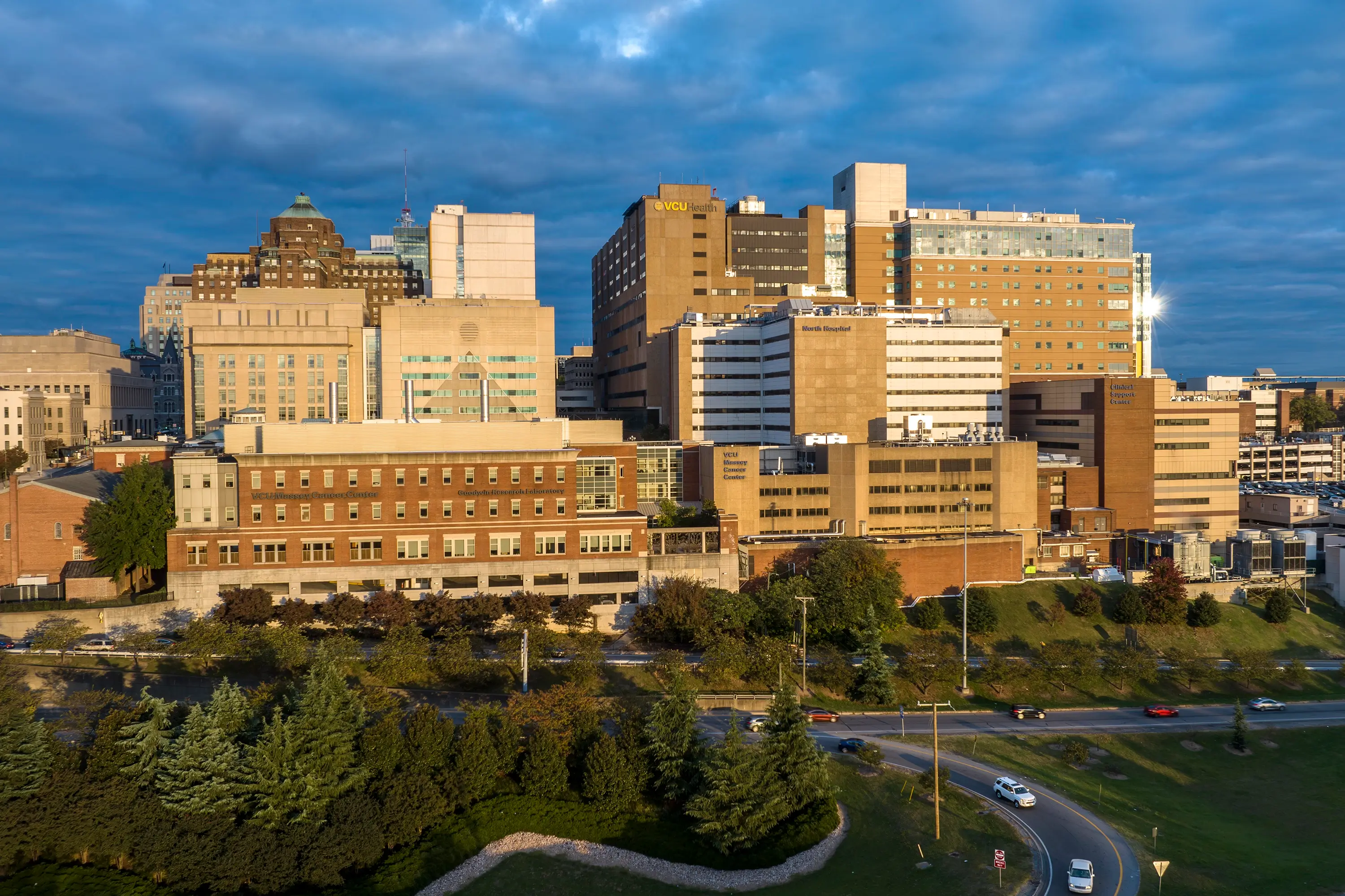 An outside view of the VCU Health building