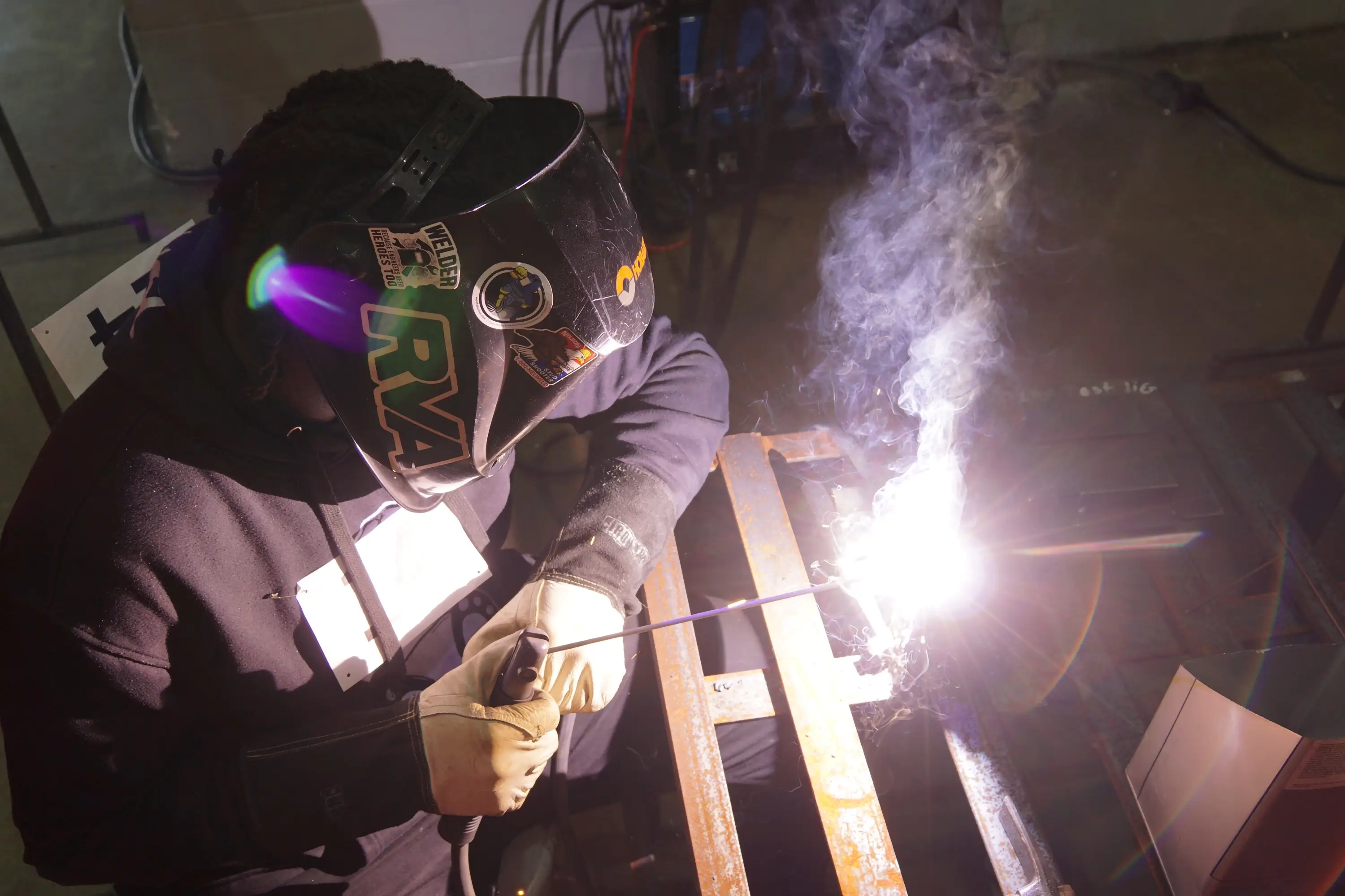 A welder working