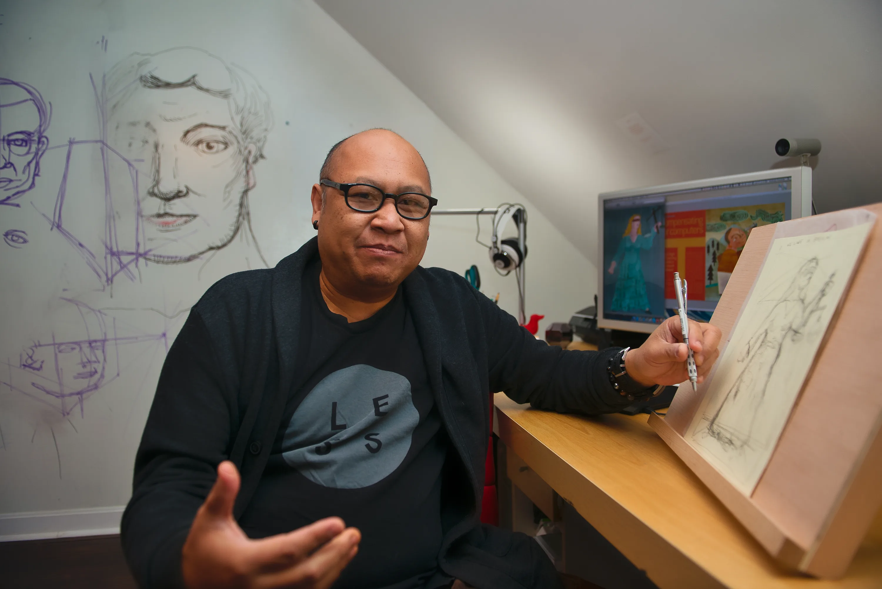 Man sketching